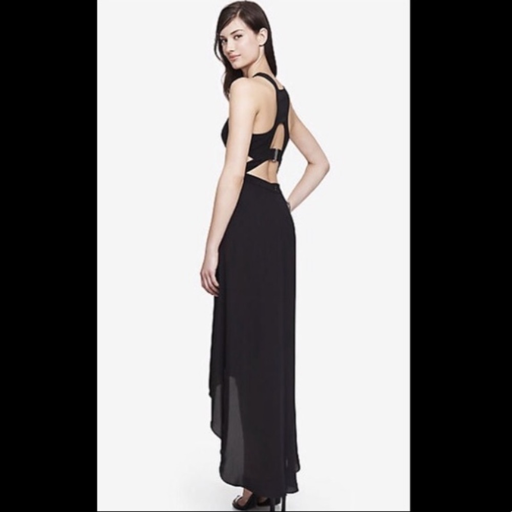 Long Black Size 0 Express Dress with Cutouts - Picture 2 of 3